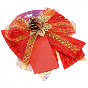 Бант Яркий праздник "Бабочка", 240мм, красный с украшением, ткань, 16074 252935