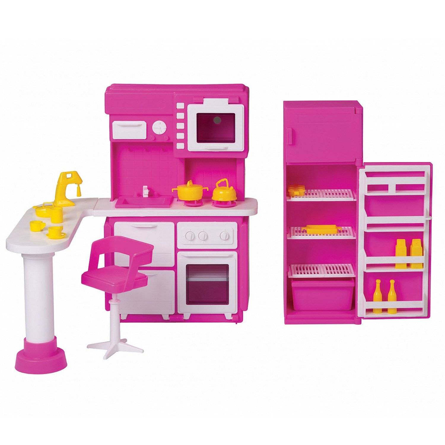 Мебель кухня для куклы розовая с 1388 огонек